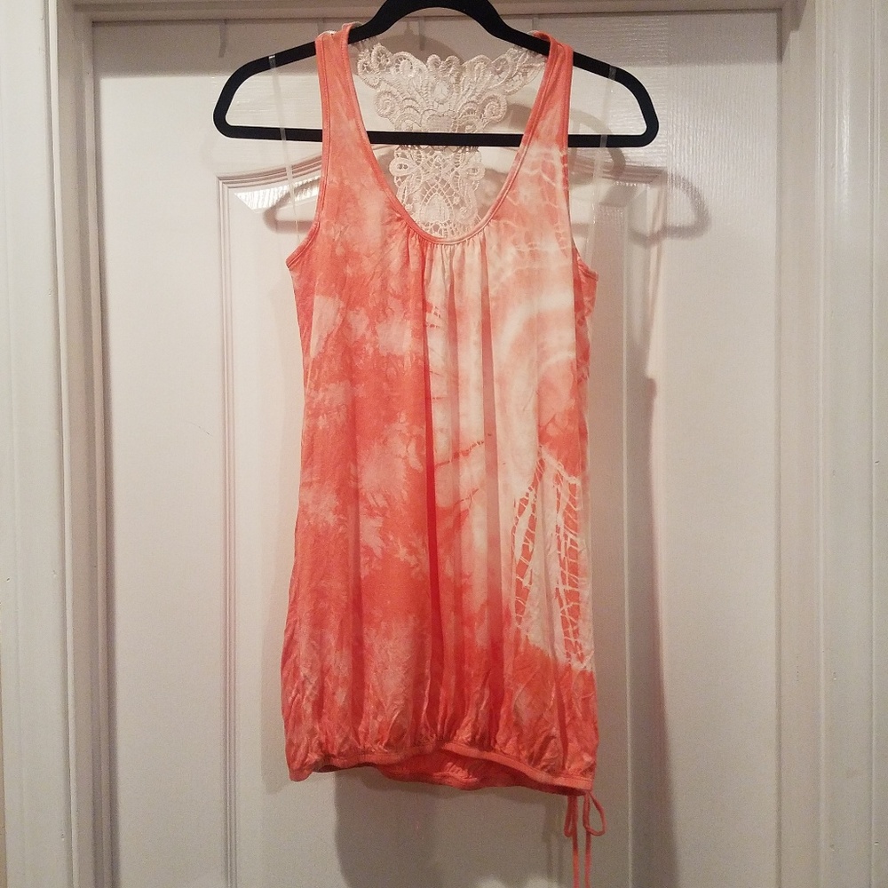 Maternity Top with tie-dye pattern and lace detail